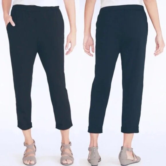 Eileen Fisher Pants - Eileen Fisher Organic Cotton Jersey Cuffed Pants in Navy Blue Medium